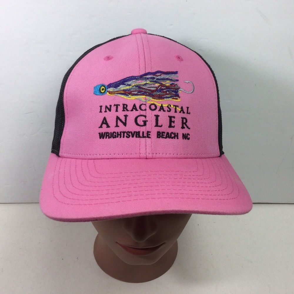 Intracoastal Angler Hat‎ Wrightsville Beach NC Pink Black Mesh SnapBack Cap